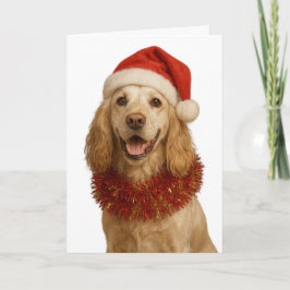 Lemon roan Cocker Spaniel Happy Christmas card Kaart