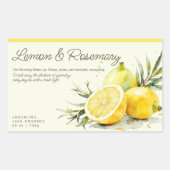 Lemon & Rosemary Organic Soap Sticker Label (Voorkant)