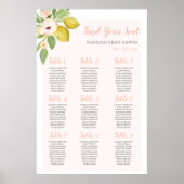 Lemon roze Baby shower Girl Seating Chart Poster (Voorkant)