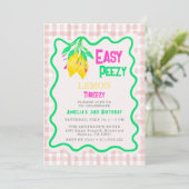 Lemon Roze Gingham Drie-zy 3e Meisje Verjaardag Kaart (Staand voorkant)