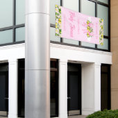 Lemon & Roze Gingham Strik Baby Shower Welkom Spandoek (Buitenkant Gebouw)