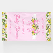 Lemon & Roze Gingham Strik Baby Shower Welkom Spandoek (Horizontaal)