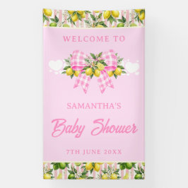 Lemon & Roze Gingham Strik Baby Shower Welkom Spandoek