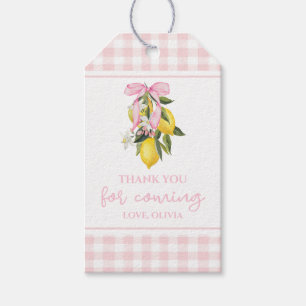 Lemon Roze Strik baby shower Cadeaulabel