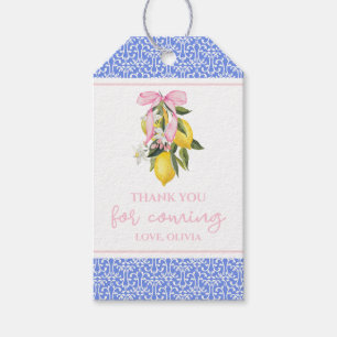 Lemon Roze Strik baby shower Cadeaulabel