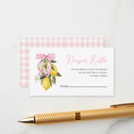Lemon Roze Strik babyshower Luierspel Informatiekaartje