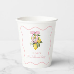 Lemon Roze Strik preppy Coquette 1e verjaardag Papieren Bekers