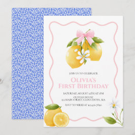 Lemon Roze Strik verjaardagsuitnodiging Coquette Kaart