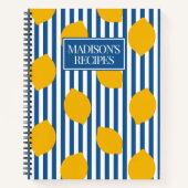 Lemon Rustic Farmhouse Blue & White Stripe Recipe Notitieboek (Voorkant)