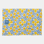 Lemon Rustic Farmhouse French Country Monogram Theedoek (Horizontaal)