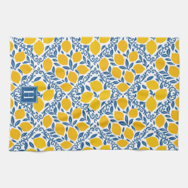 Lemon Rustic Farmhouse French Country Monogram Theedoek