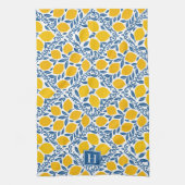 Lemon Rustic Farmhouse French Country Monogram Theedoek (Verticaal)
