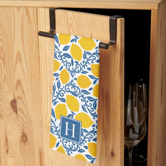 Lemon Rustic Farmhouse French Country Monogram Theedoek (Derde Gevouwen)