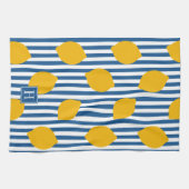 Lemon Rustic Farmhouse Stripe Monogram Theedoek (Horizontaal)