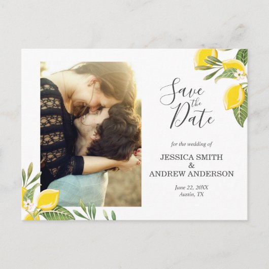Lemon Save the Date Briefkaart Elegant Summer Boho (Voorkant)