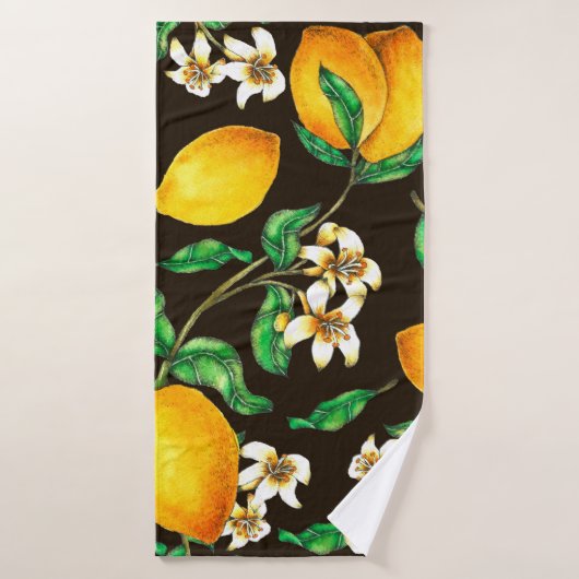 Lemon Seamless Pattern hand geschilderd in waterve Badhanddoek (Badhanddoek)