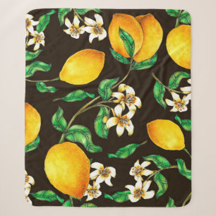 Lemon Seamless Pattern hand geschilderd in waterve Sherpa Deken