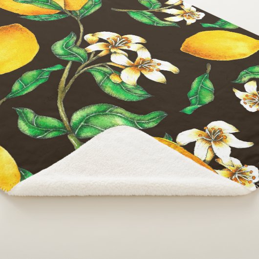 Lemon Seamless Pattern hand geschilderd in waterve Sherpa Deken (3/4)