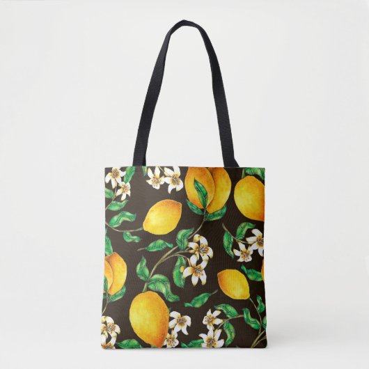 Lemon Seamless Pattern hand geschilderd in waterve Tote Bag (Voorkant)