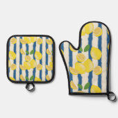 Lemon Seamless Pattern Pot Holder and Oven Mitt Ovenwant & Pannenlap Set (Voorkant)