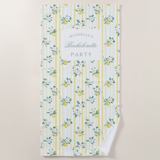 Lemon Shabby Chic Vintage Bruiloftsfeest Strandlaken (Voorkant)