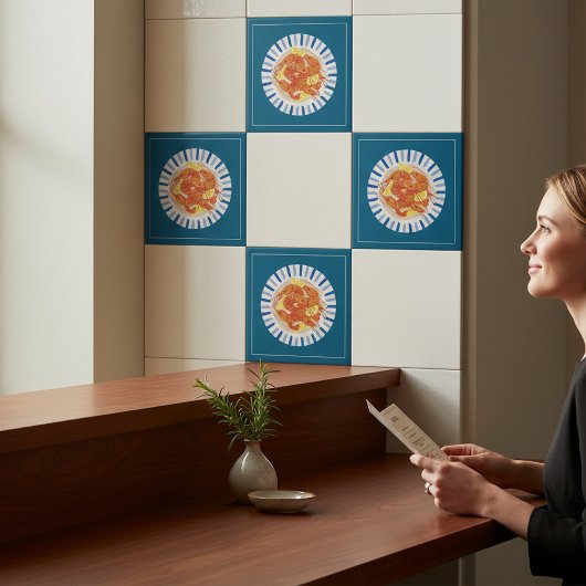 Lemon Shrimp Coastal Kitchen Decor Tile Tegeltje