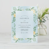 Lemon Sky Blossom Bruiloft Kaart (Staand voorkant)