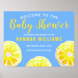 Lemon Slice Blue Baby shower Welkom Poster