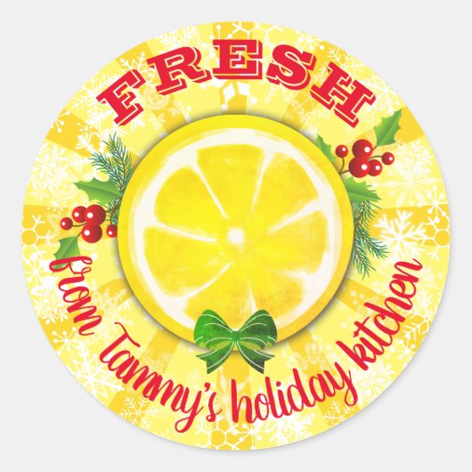 Lemon slice-feestdag, op maat gesneden kerstmis ronde sticker (Voorkant)