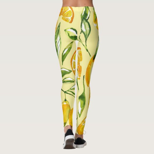 Lemon Slice Fruit Yellow Pattered | LEGGINGS (Achterkant)