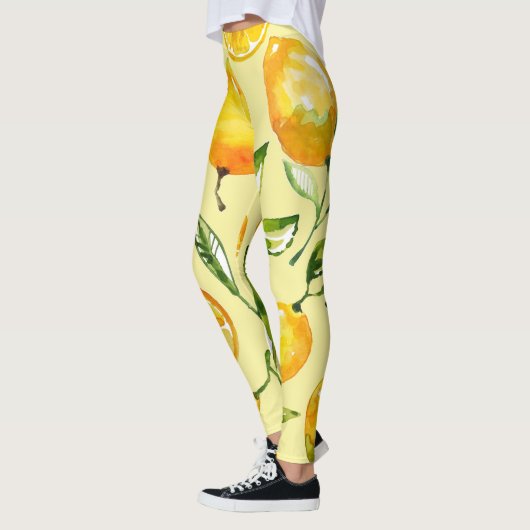 Lemon Slice Fruit Yellow Pattered | LEGGINGS (Links)