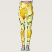 Lemon Slice Fruit Yellow Pattered | LEGGINGS (Voorkant)