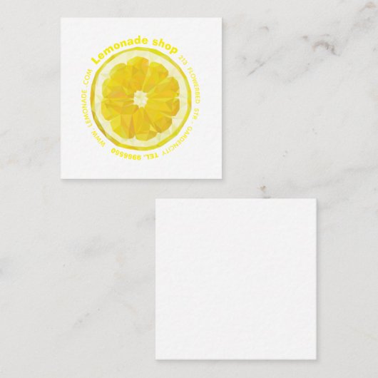 Lemon Slice geel vierkant visitekaartje. Vierkante Visitekaartje (Voorkant / Achterkant)
