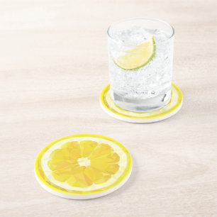 Lemon Slice Geometric Design Fruit Zandsteen Onderzetter