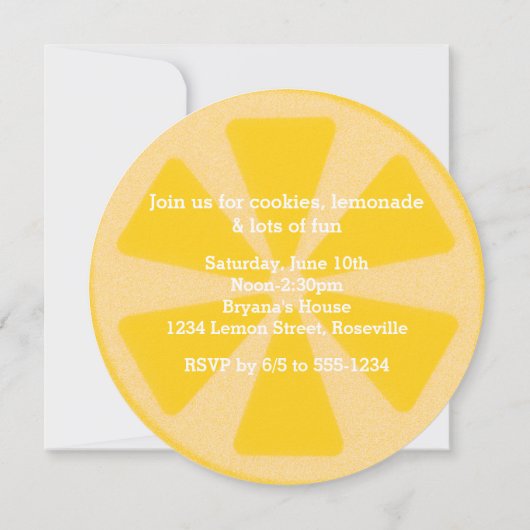 Lemon Slice Lemonade Verjaardagsfeestje Uitnodigin Kaart (Achterkant)