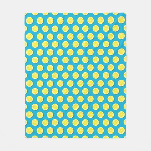 Lemon Slice Pattern Blue Fleece Blanket (Voorkant)