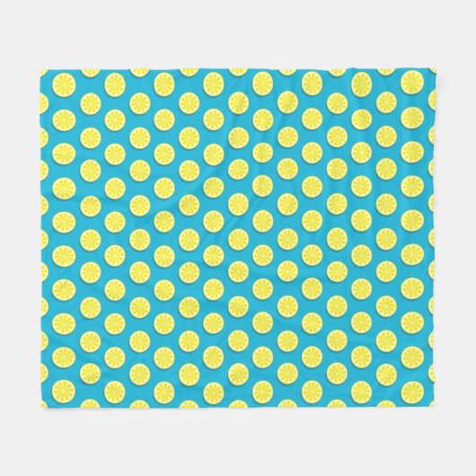 Lemon Slice Pattern Blue Fleece Blanket (Voorkant (Horizontaal))