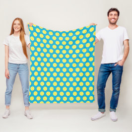 Lemon Slice Pattern Blue Fleece Blanket Deken