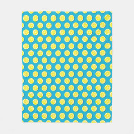 Lemon Slice Pattern Blue Fleece Blanket Deken
