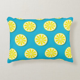 Lemon Slice Pattern op Blue Reversible Accent Kussen