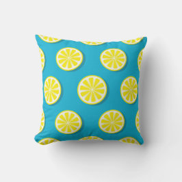 Lemon Slice Pattern op Blue Reversible Kussen