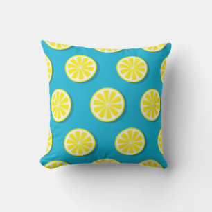 Lemon Slice Pattern op Blue Reversible Kussen