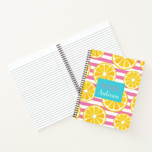 Lemon Slice Pink Stripe Notitieboek (Binnen)