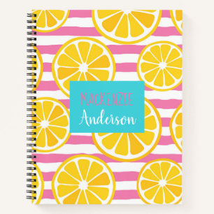 Lemon Slice Pink Stripe Notitieboek