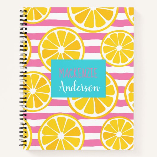 Lemon Slice Pink Stripe Notitieboek (Voorkant)