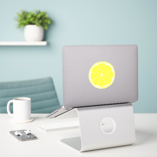 Lemon Slice-Sticker Sticker (Laptop op bureau)