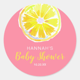 Lemon Slice Waterverf Roze Baby shower Ronde Sticker