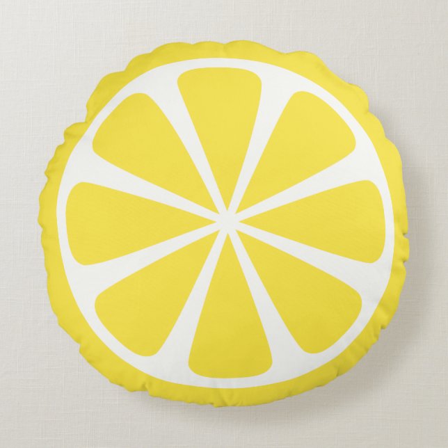 Lemon Slice Yellow Summer Round Sierkussen Rond Kussen (Voorkant)
