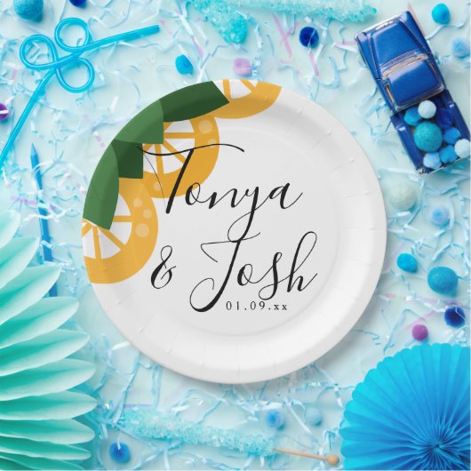 Lemon Slices Modern Country Wedding Papieren Bordje (Feest)