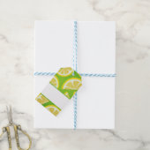 Lemon Slices on Lime Green Background Cadeaulabel (Met Touw)